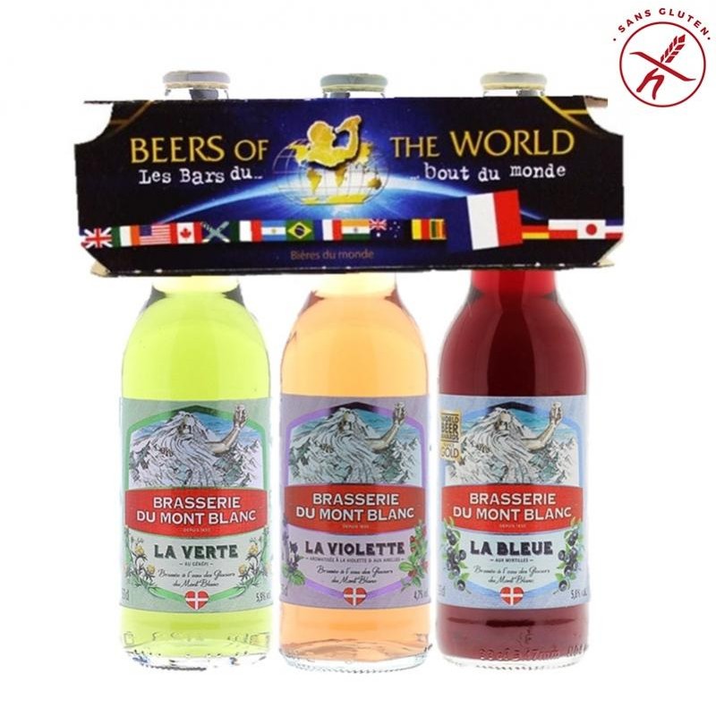 COFFRET BIERE - TRIPACK BEER OF THE WORLD FR MONT BLANC AROMATISEES 3*33CL - Planète Drinks COFFRET BIERE - TRIPACK BEER OF THE WORLD FR MONT BLANC AROMATISEES 3*33CL - Planète Drinks