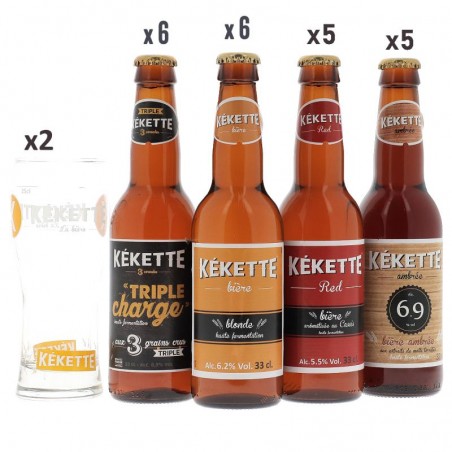 COFFRET BIERE - BOX MIXTE KEKETTE 22 BIERES + 2 VERRES - Planète Drinks