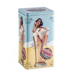 ACCESSOIRES DE BAR - BOITE METAL RETRO LADY IN GLASS VIDE - Planète Drinks