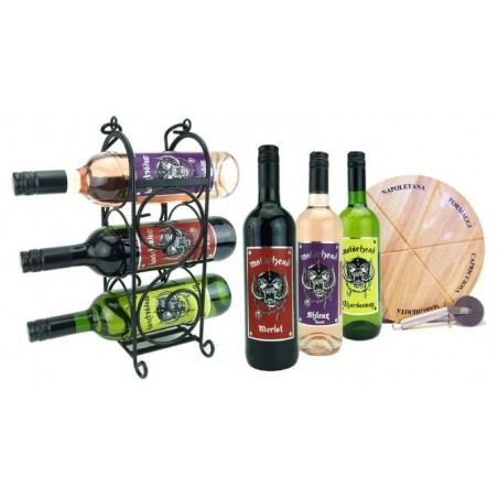 COFFRET VIN - BOX APERO VINS MOTORHEAD 6*75CL + 1 PLANCHE + 1 COUTEAU + 1 RACK WINE - Planète Drinks