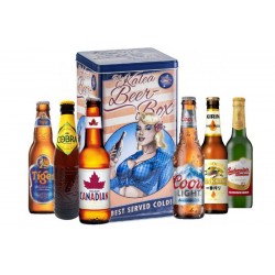 COFFRET BOITE METAL RETRO BLOND HAIR X6 BIERES DU MONDE