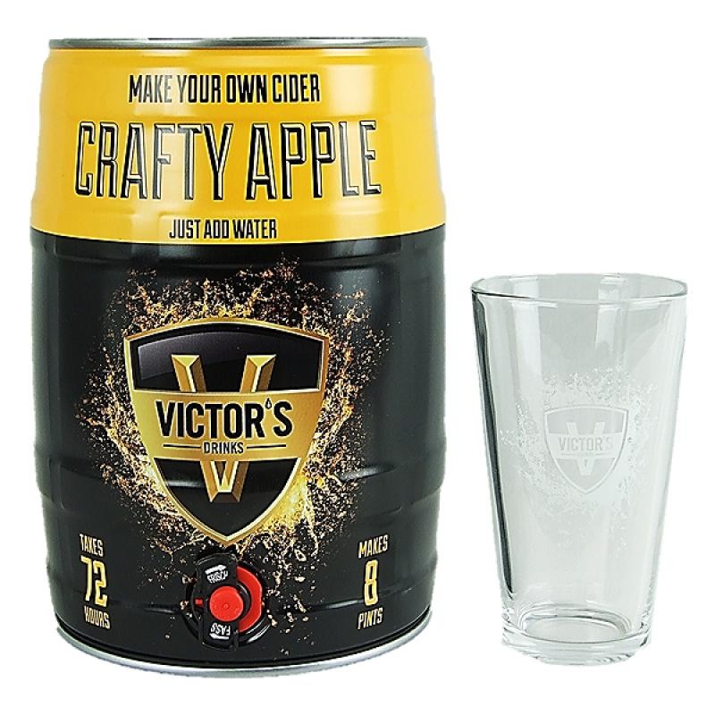 COFFRET CIDRE - VICTOR'S DRINKS BARREL CRAFTY APPLE CIDER 4.5L + 1 VERRE - Planète Drinks COFFRET CIDRE - VICTOR'S DRINKS BARREL CRAFTY APPLE CIDER 4.5L + 1 VERRE - Planète Drinks
