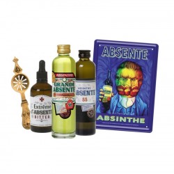 COFFRET ALCOOL - BOX DEGUSTATION ABSENTE 55°-69°-70° 3*10CL+ 1CUILLERE + 1PLAQUE - Planète Drinks