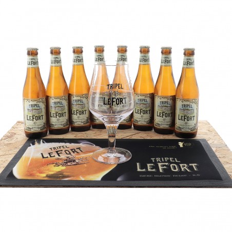 BOX DECOUVERTE TRIPEL LEFORT 8*33CL + 1 VERRE + 1 BAR RUNNER